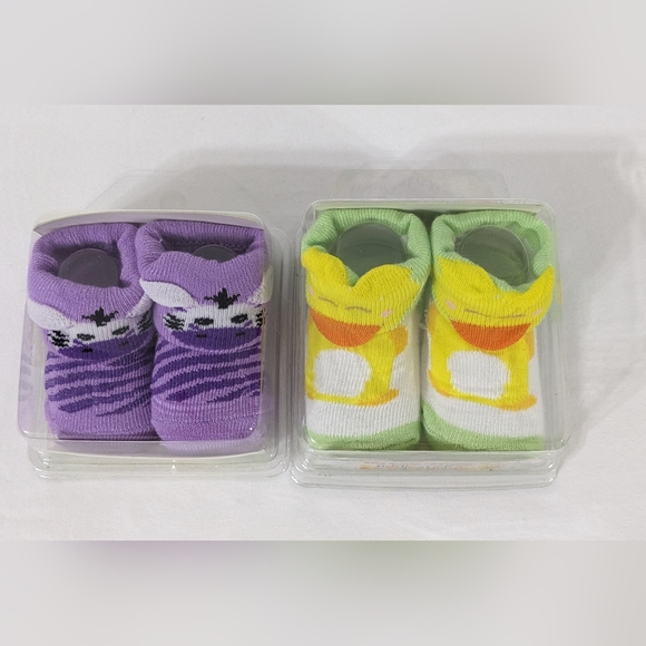 NEW Baby Booties, 2 Pairs, Zebra & Duck, 0-6 Months - Picture 2 of 5